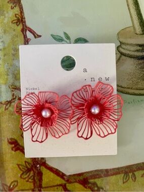 A New Day Floral Bloom Coral Stud Earrings